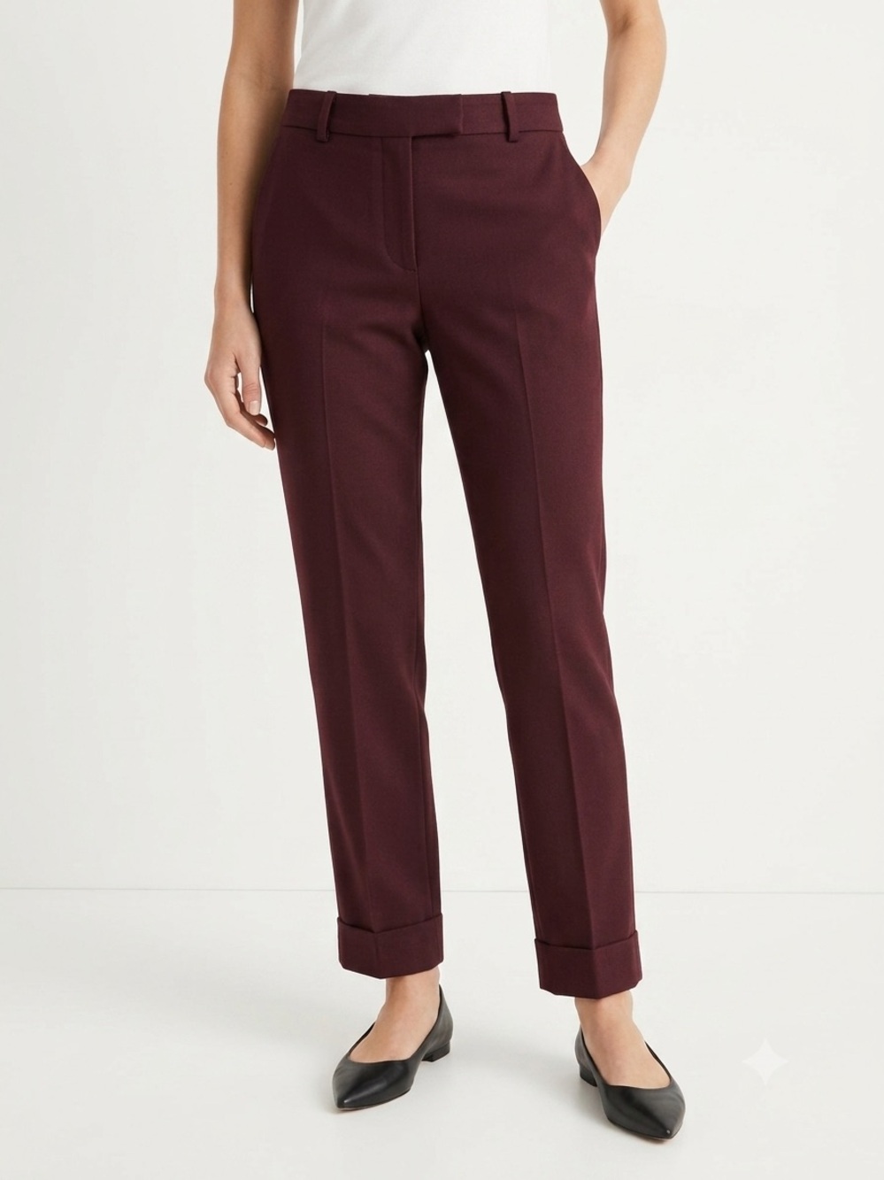 COS Wool Tailored Straight Leg Pant Trousers Burgundy Size 4